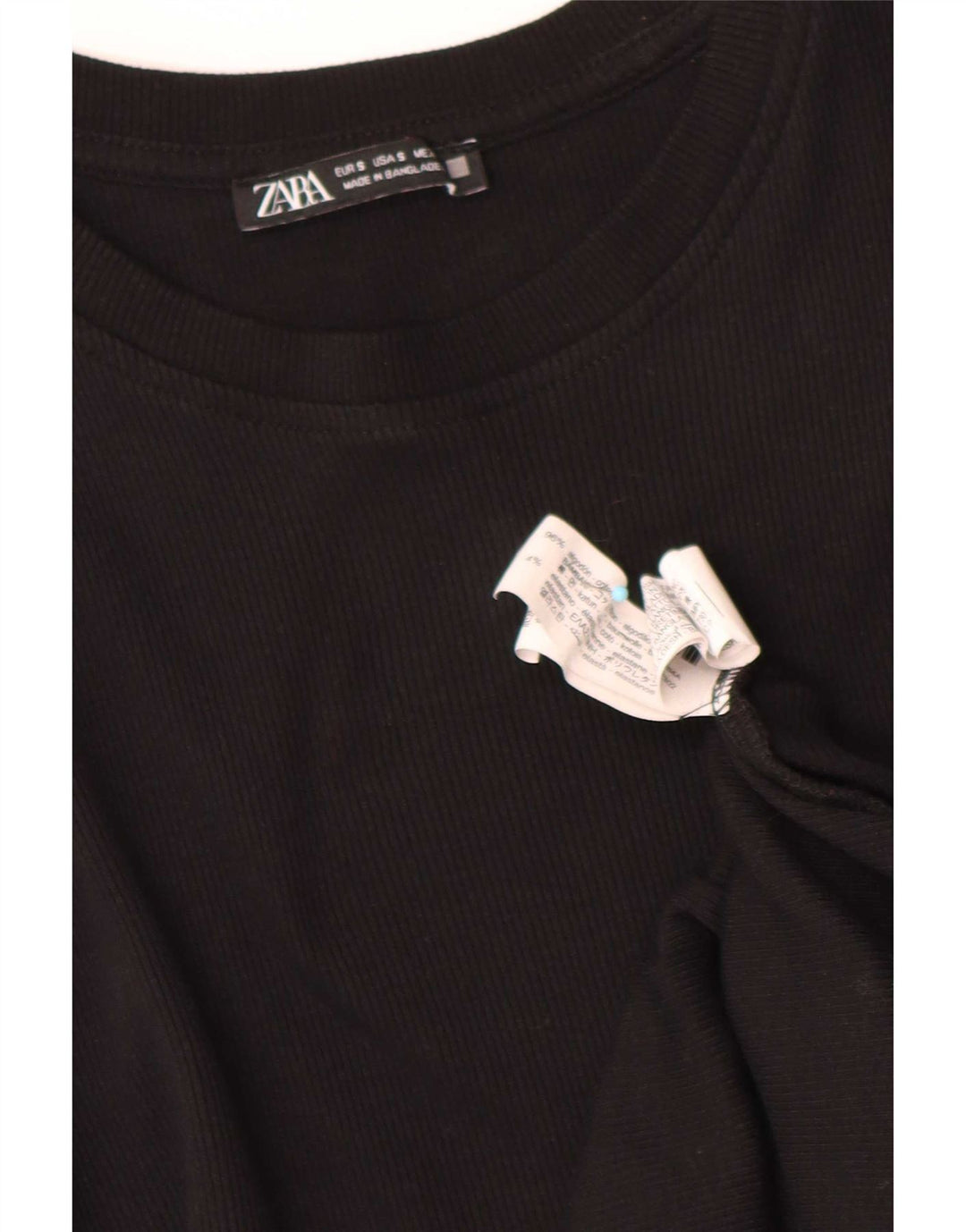 Zara Vestido Recto Regular Sin Mangas para Mujer UK 40 Small Algodón Negro