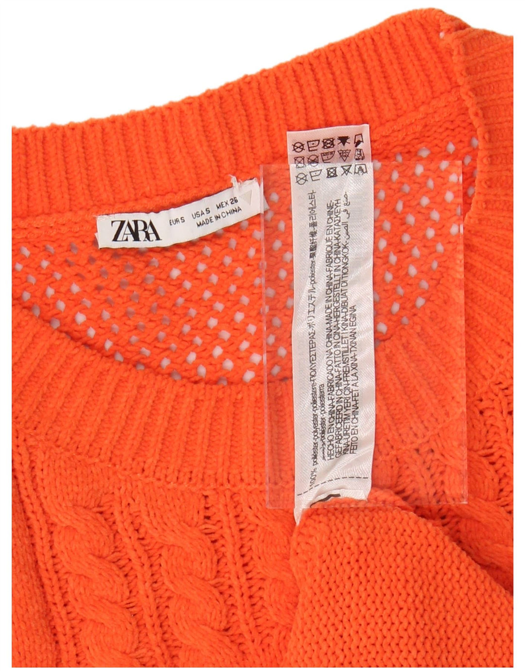 ZARA Vestido tipo jersey sin mangas para mujer UK 8 Small Naranja Poliéster