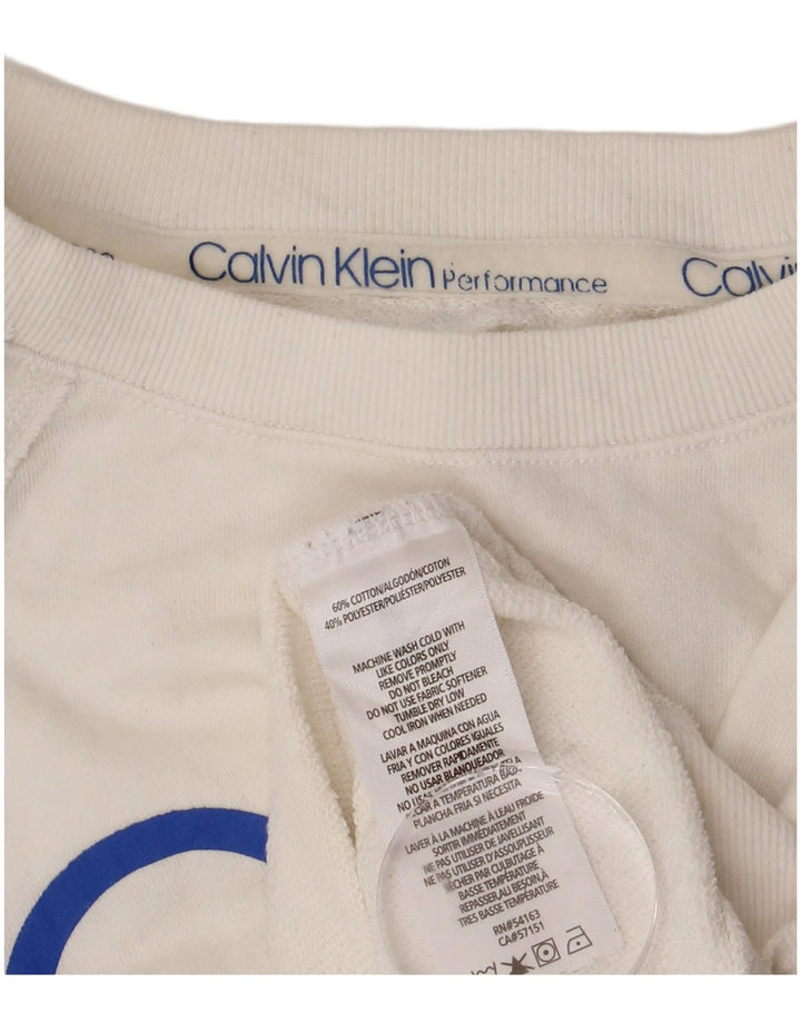 CALVIN KLEIN Sudadera corta de alto rendimiento para mujer UK 8 Small White