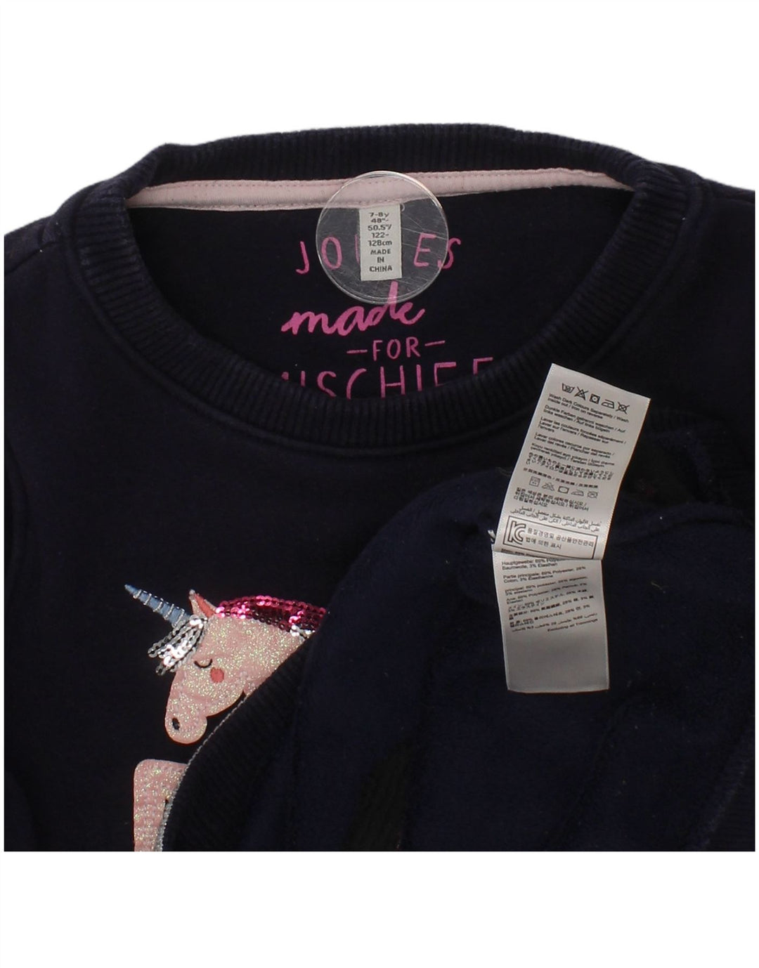 Joules Sudadera Niña Unicornio Jersey Jersey 7-8 Años Azul Marino Poliéster