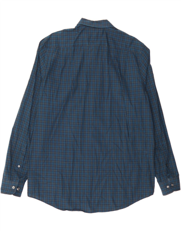 MICHAEL KORS Mens Tailored Fit Shirt XL Blue Check Cotton Vintage Michael Kors and Second-Hand Michael Kors from Messina Hembry 