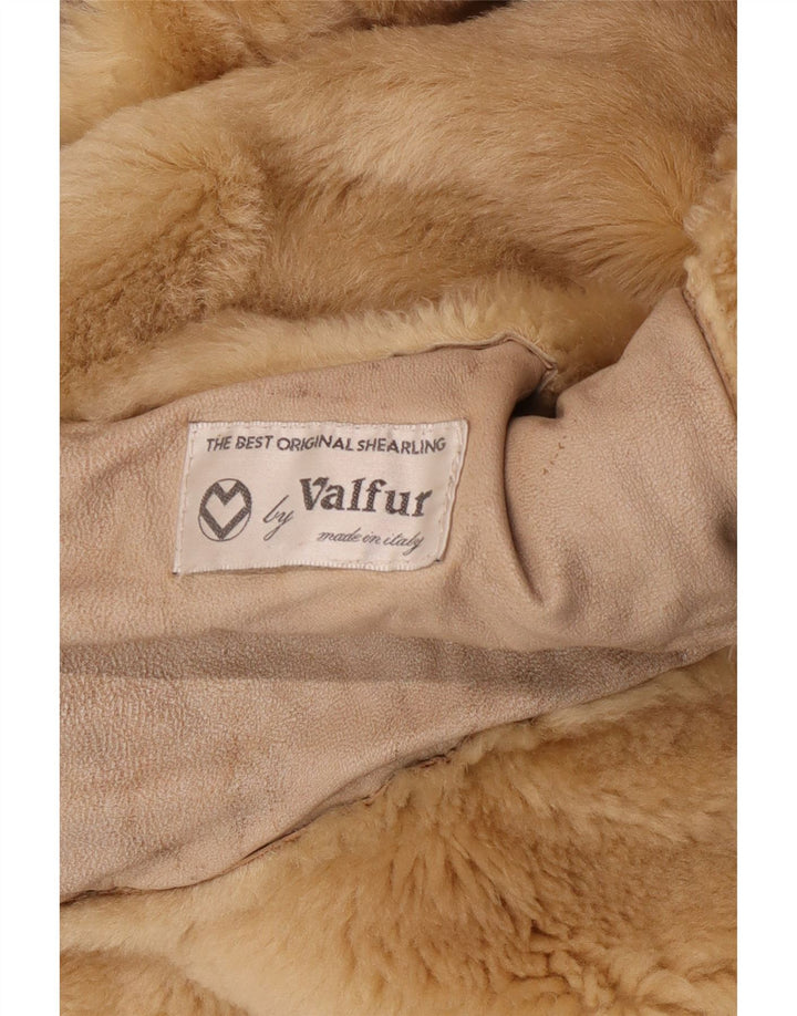 Vintage mujer shearling abrigo Reino Unido 14 medio beige shearling