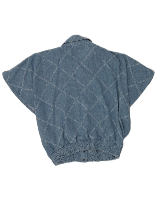 Karl Lagerfeld Camisa vaquera de manga corta extragrande para mujer UK 10 Small Blue