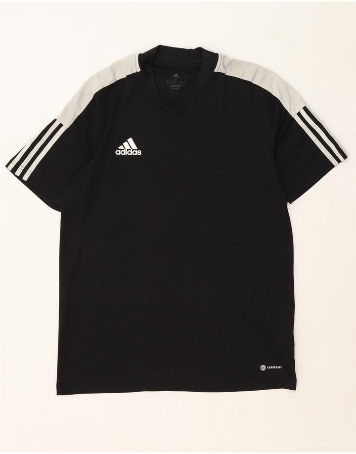 Adidas Hombre Aeroready Camiseta Top Medio Negro Colorblock Poliéster
