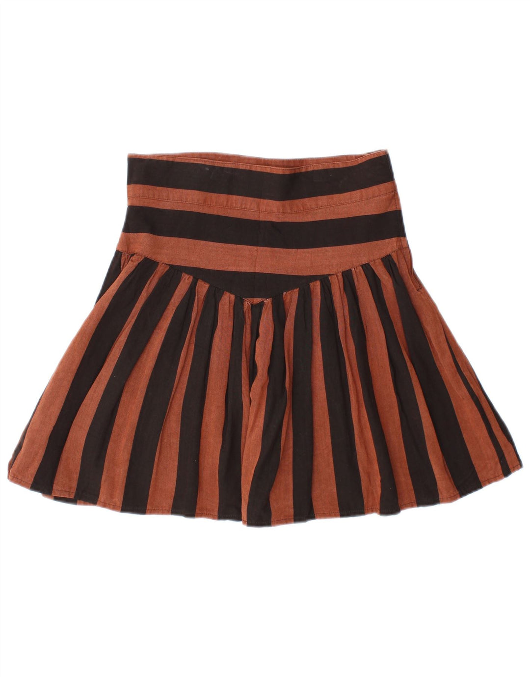 VINTAGE Minifalda plisada para mujer IT 44 Mediana W28 Viscosa a rayas marrones