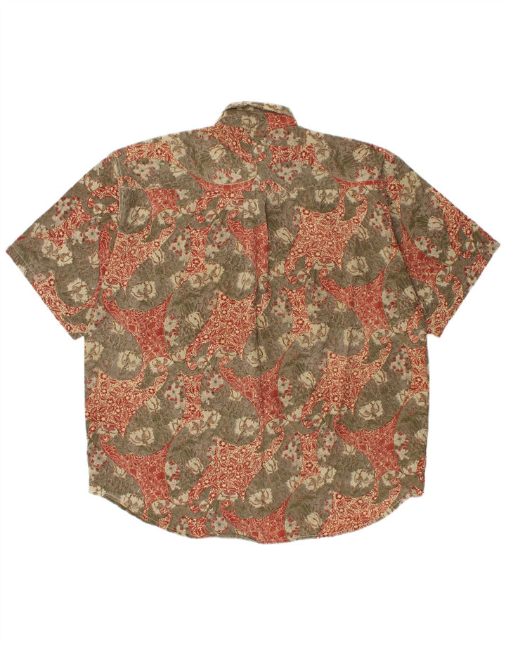 COMPAGNIE Camisa de manga corta para hombre de viscosa floral caqui grande