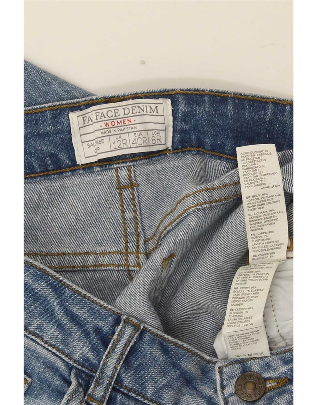 Vaqueros recortados para mujer Fat Face UK 12 Medium W32 L23 Algodón azul