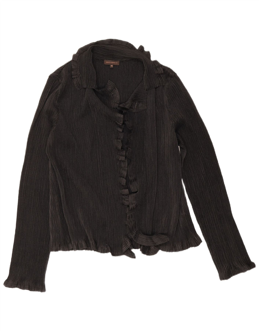 Adolfo Dominguez Blusa con volantes en la parte delantera para mujer IT 46 Grande Negro