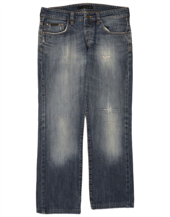 Calvin Klein Jeans rectos desgastados para hombre W34 L28 Azul