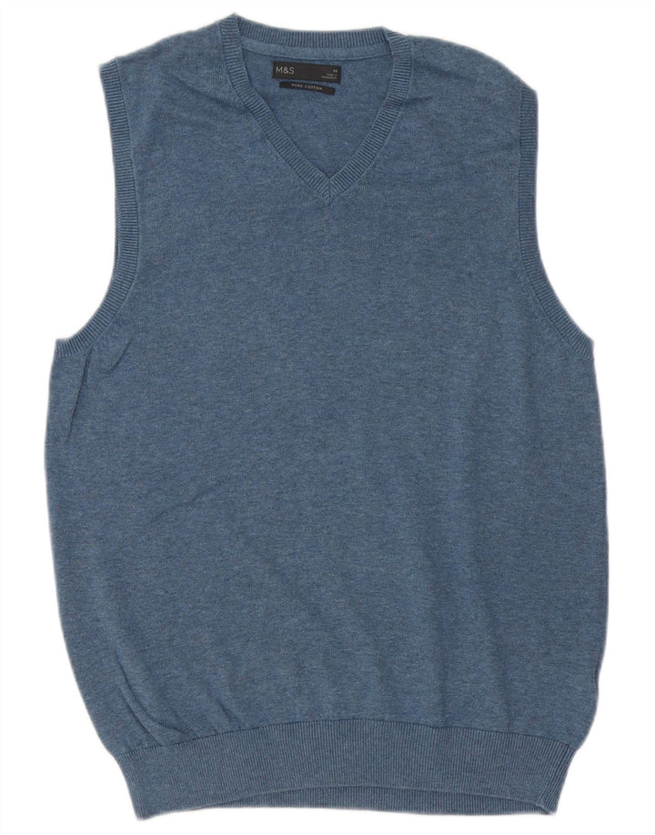 Marks & Spencer Camiseta sin mangas para hombre de algodón azul medio