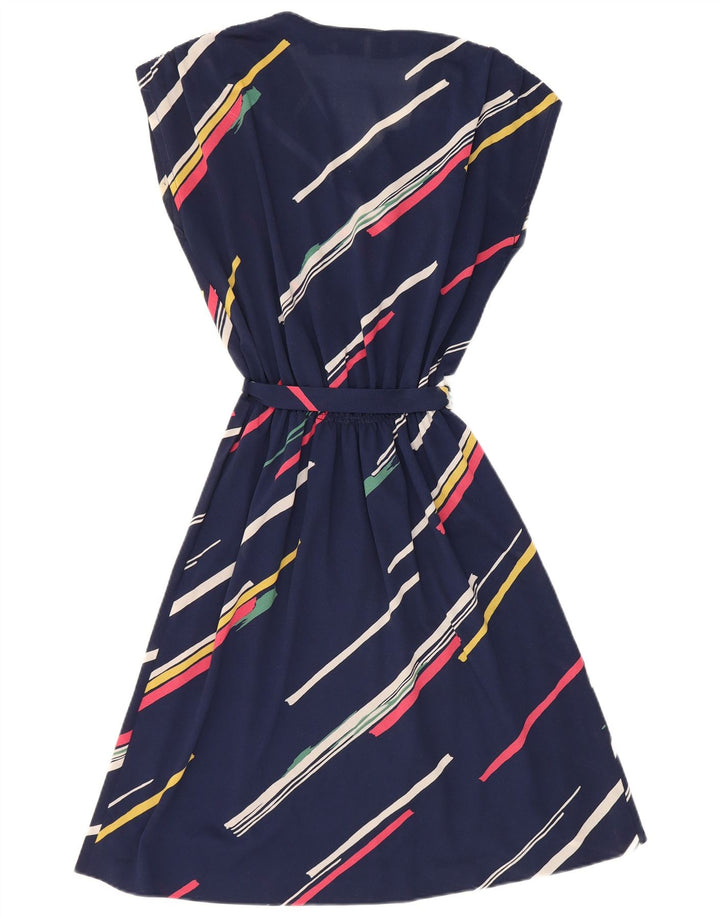 Vestido vintage para mujer IT 42 Poliéster a rayas azul marino medio