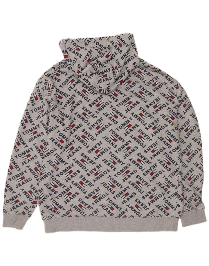 TOMMY HILFIGER Jersey con capucha gráfica para hombre de algodón gris grande