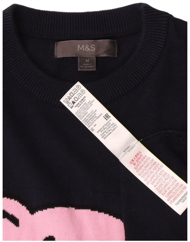 Marks & Spencer Jersey de cuello redondo para hombre con estampado animal en azul marino mediano