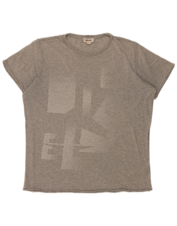 Diesel Hombre Camiseta Gráfica Top Grande Gris Moteado