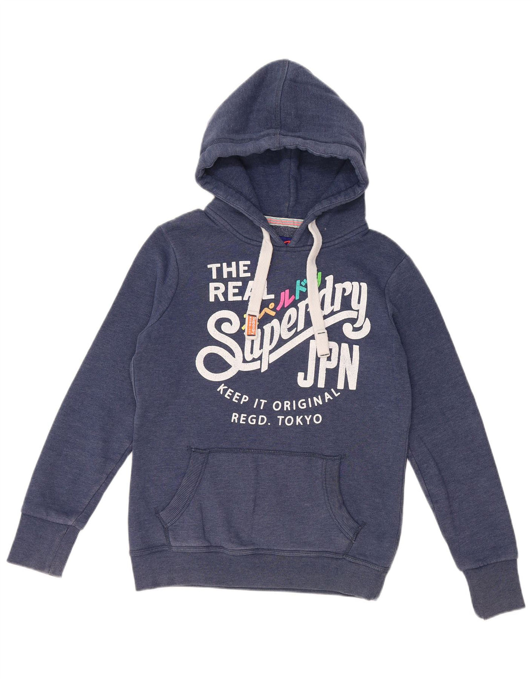 SUPERDRY Jersey con capucha gráfica para mujer Reino Unido 44 Algodón azul marino mediano