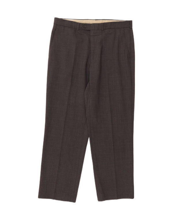Marks & Spencer Pantalones de traje rectos a medida para hombre W34 L29 Poliéster gris