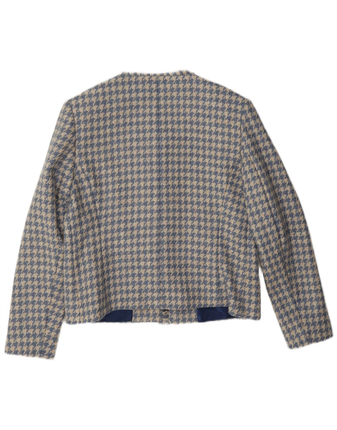 HOUSE OF BRUAR Chaqueta Blazer para Mujer Reino Unido 12 Lana de Pata de Gallo Azul Medio