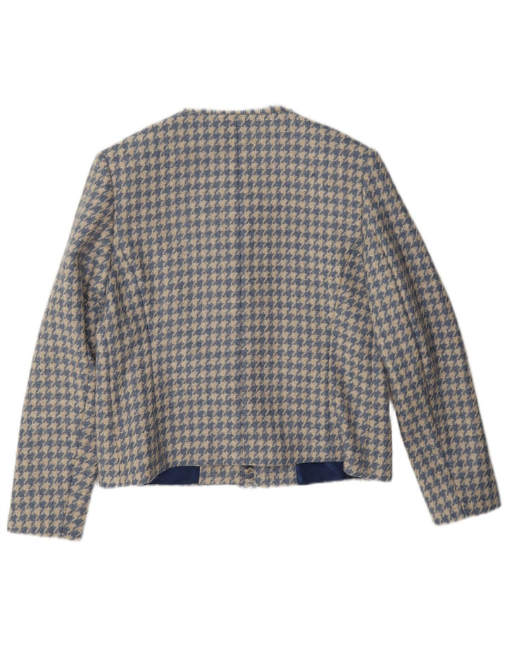 HOUSE OF BRUAR Chaqueta Blazer para Mujer Reino Unido 12 Lana de Pata de Gallo Azul Medio
