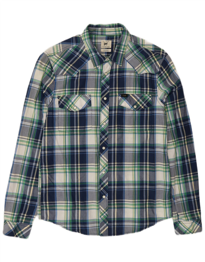 Camisa para hombre Lee Large de algodón a cuadros en azul marino