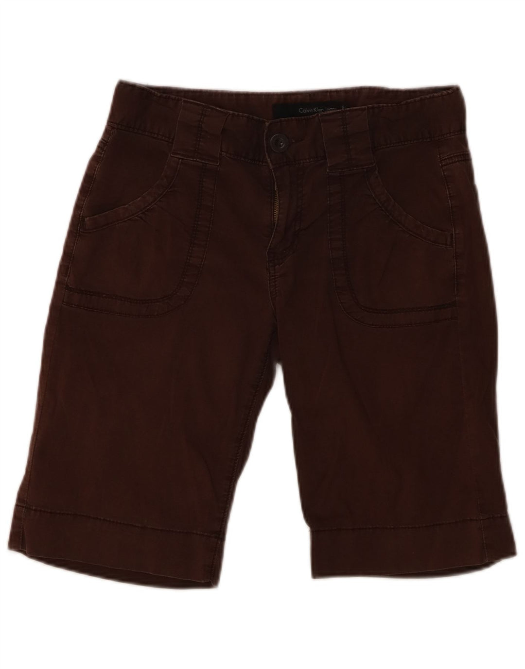 CALVIN KLEIN Pantalones cortos casuales para mujer US 6 mediano W28 algodón marrón