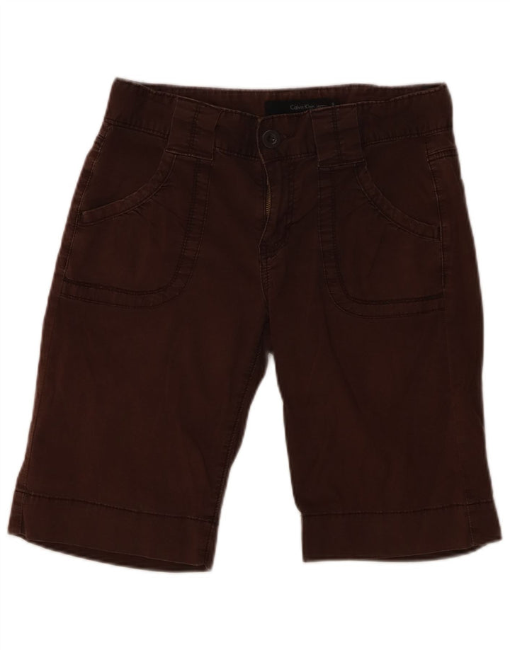 CALVIN KLEIN Pantalones cortos casuales para mujer US 6 mediano W28 algodón marrón