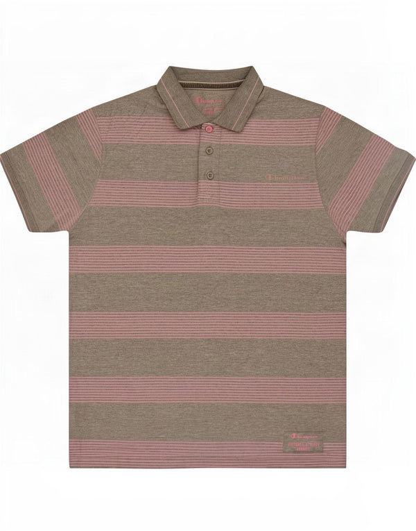 Champion Polo Hombre Gris Medio A Rayas