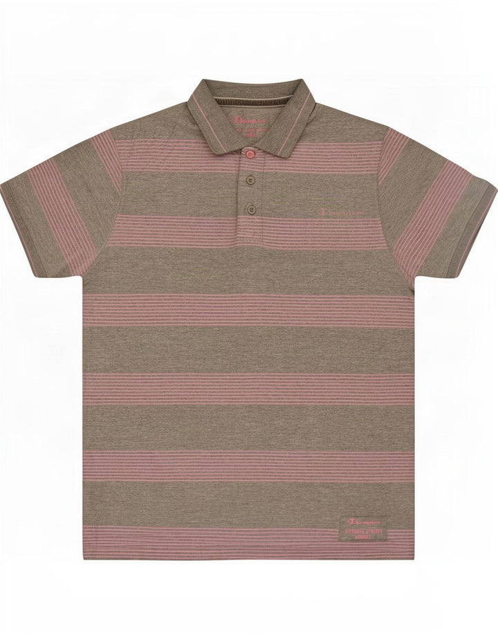 Champion Polo Hombre Gris Medio A Rayas
