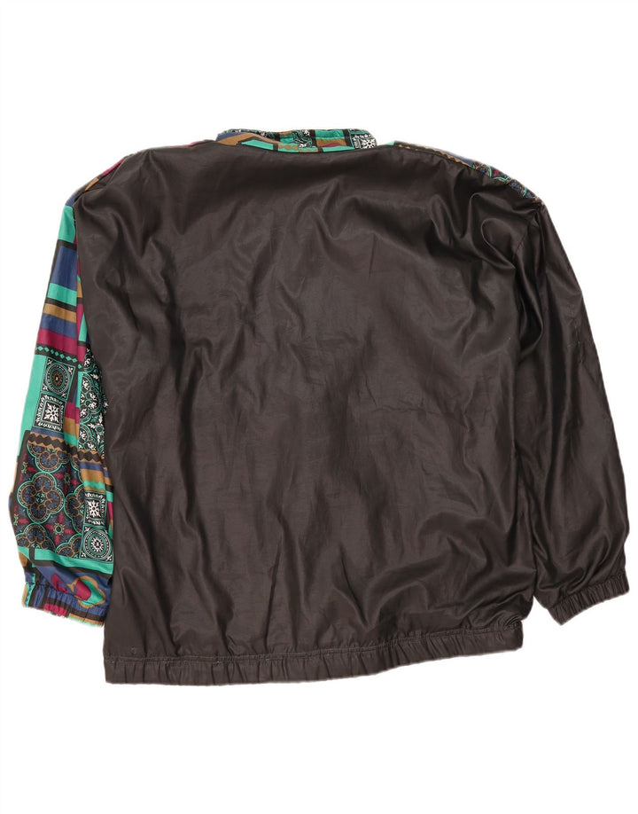 Vintage hombres chándal top chaqueta grande negro colorblock algodón