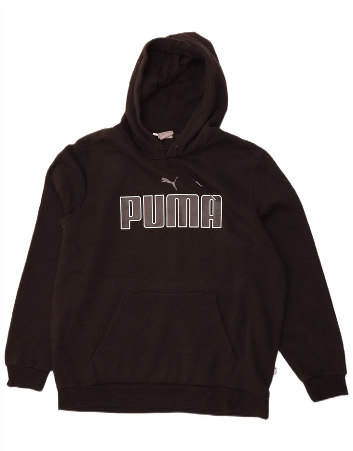 PUMA Sudadera con capucha gráfica para hombre, talla grande, algodón negro