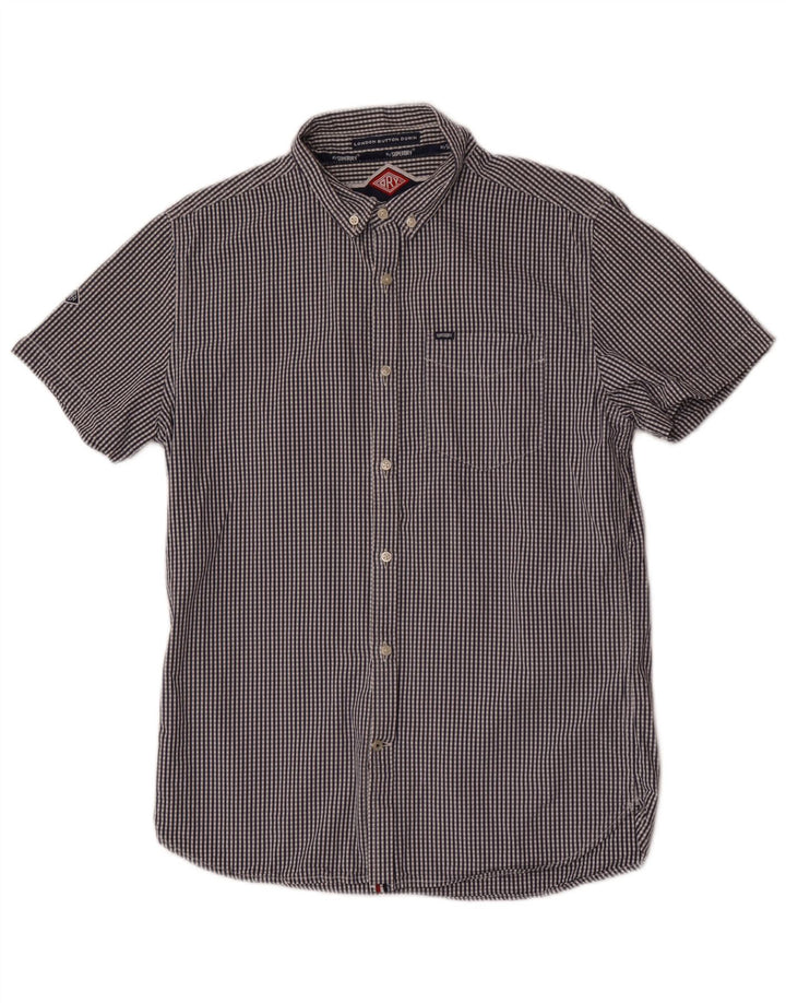 Superdry Camisa De Manga Corta Para Hombre De Algodón A Cuadros Azul Marino Grande