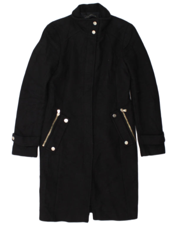 Zara Mujer Abrigo UK 10 Small Lana Negra