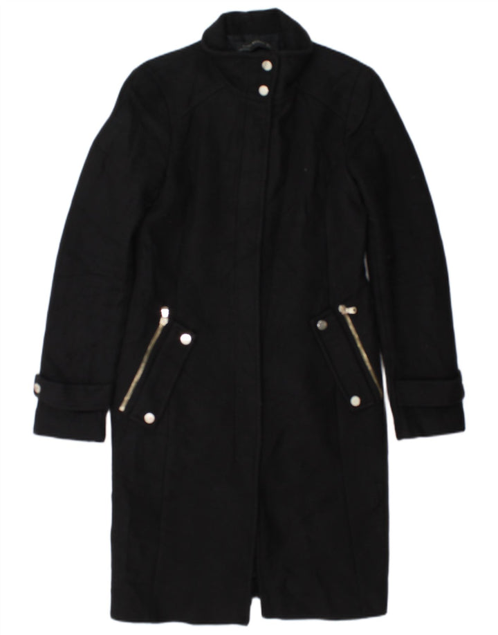 Zara Mujer Abrigo UK 10 Small Lana Negra