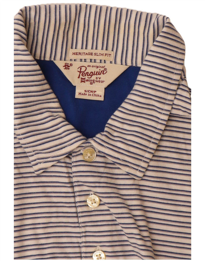PENGUIN Polo Heritage Slim Fit para hombre de algodón a rayas beige pequeño