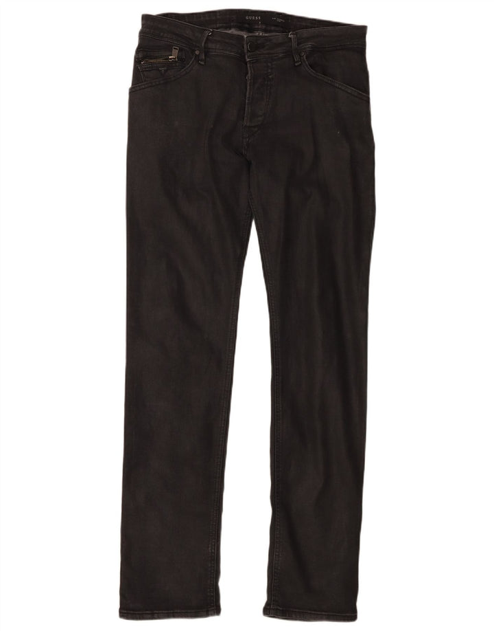 GUESS Womens Slim Jeans W30 L32 Black Cotton