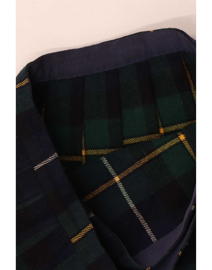 Falda envolvente plisada vintage para mujer W28 Cuadros verdes medianos