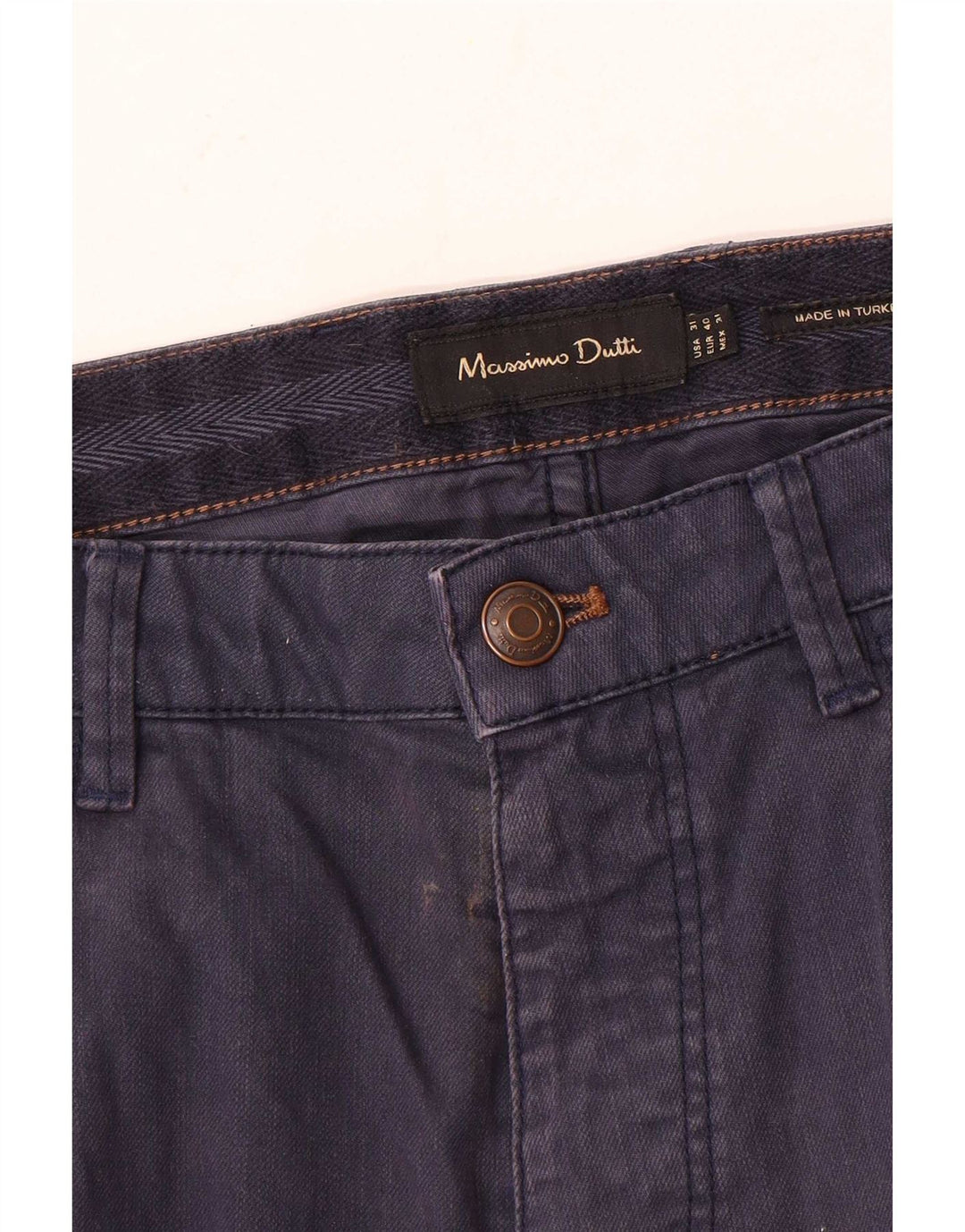 Massimo Dutti Pantalón Casual Slim Hombre EU 40 Medium W31 L35 Azul Marino