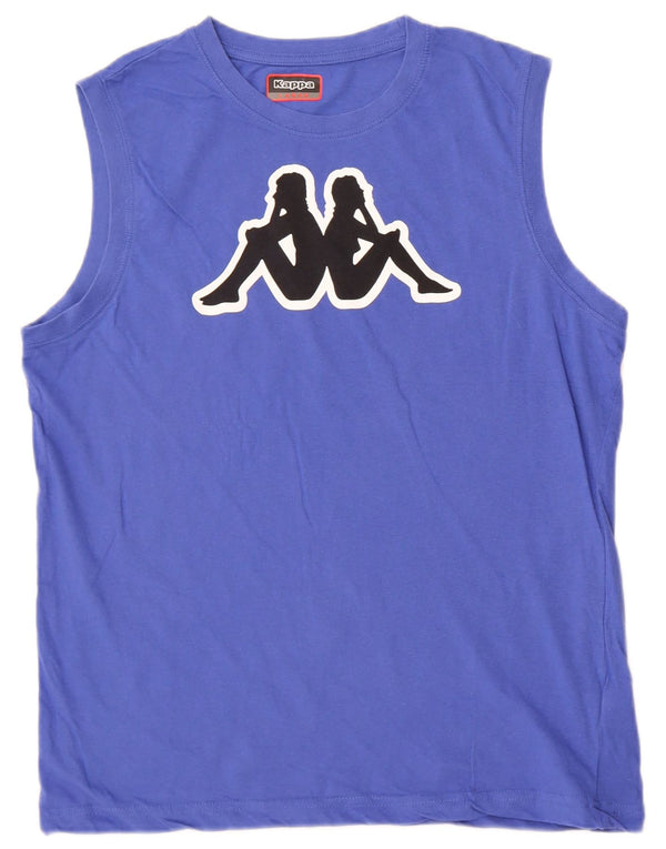 Kappa Camiseta sin mangas gráfica para mujer UK 46 Algodón azul grande