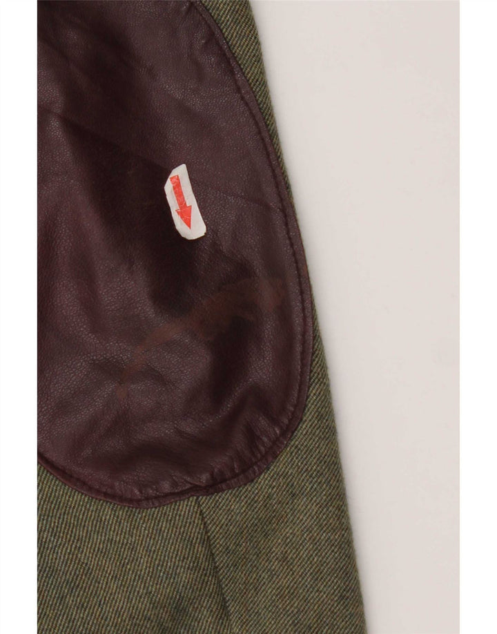 Vintage hombres 3 botones Blazer chaqueta Reino Unido 38 medio caqui colorblock