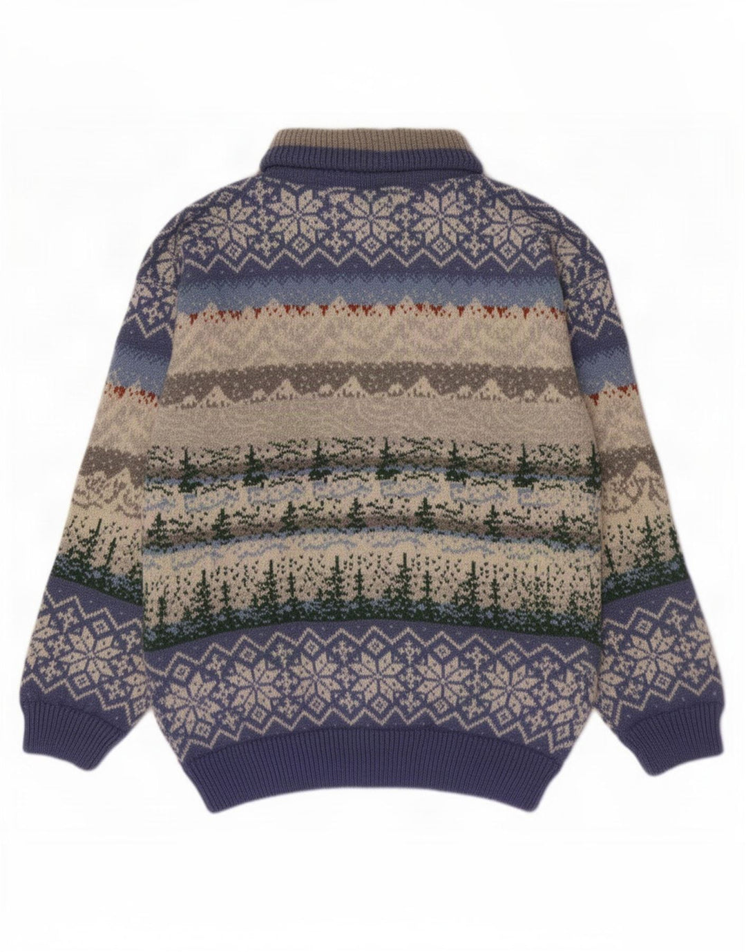 Vintage hombres zip cuello jumper suéter medio multicolor Fair Isle