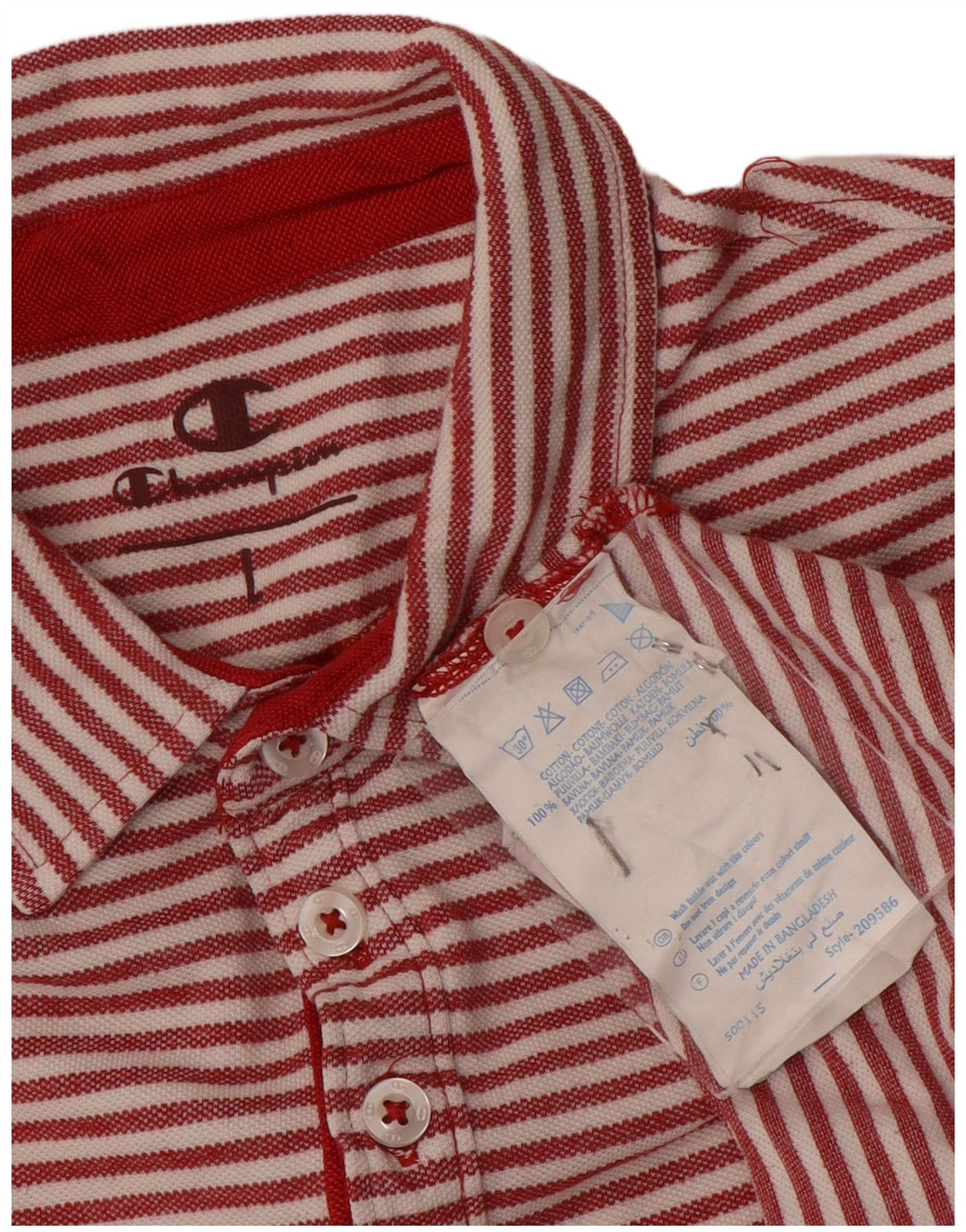 Champion Polo Para Hombre De Algodón A Rayas Rojas Grande