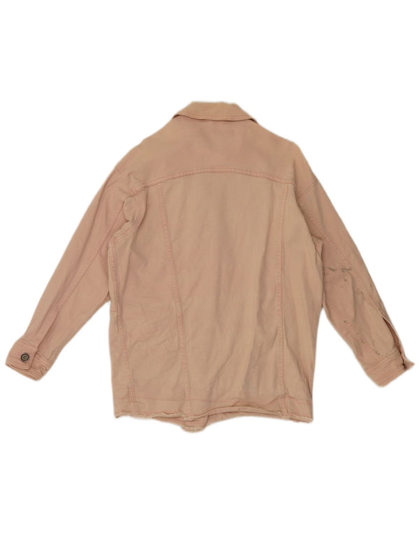 Zara Mujer Chaqueta Vaquera Extragrande UK 6 XS Algodón Rosa