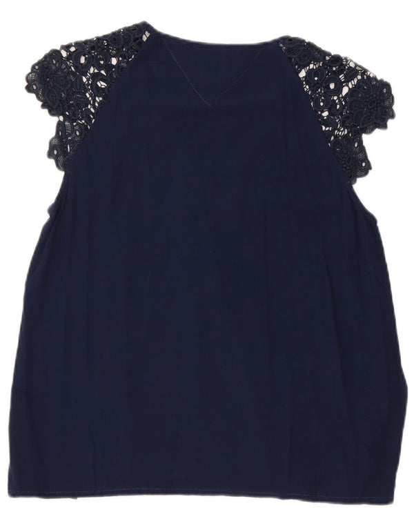 Tommy Hilfiger Blusa para Mujer Top UK 10 Small Azul Marino Viscosa