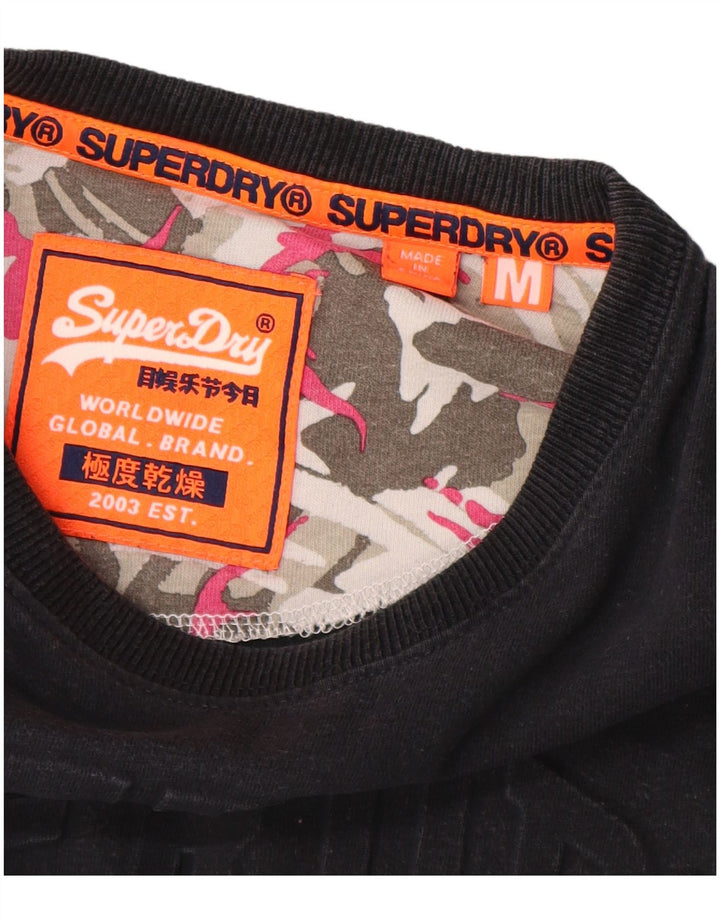 SUPERDRY Hombre Camiseta gráfica Top Medium Azul marino Algodón