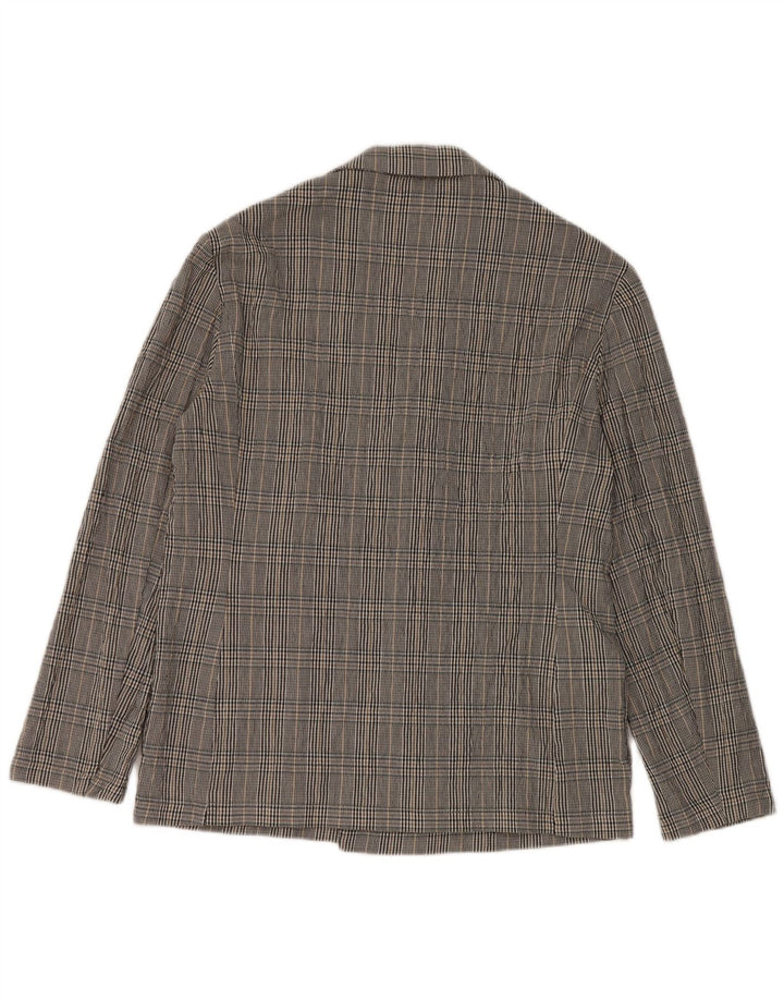 Zara Chaqueta tipo blazer con doble botonadura para hombre UK 38 Medium Black Check Cotton