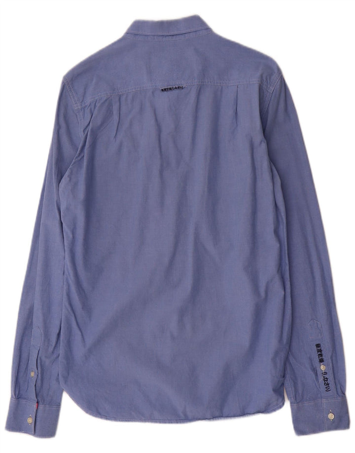 Camisa Superdry Hombre Small Azul Algodón