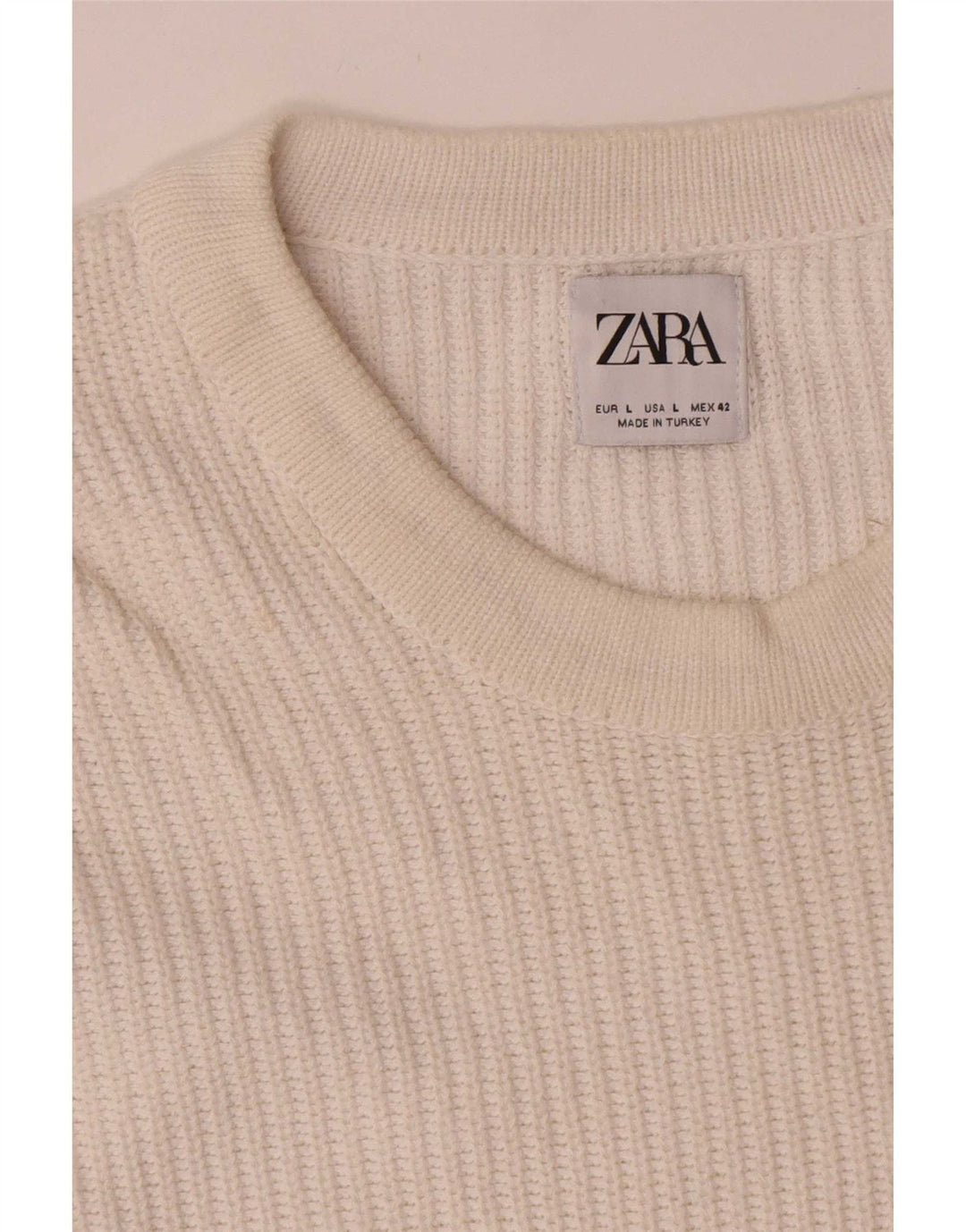 Zara Hombre Jersey De Cuello Redondo Jersey Grande Blanco