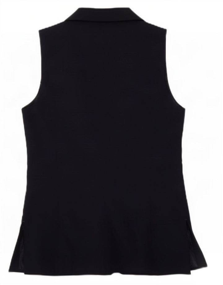Zara Chaqueta Blazer Abierta Sin Mangas para Mujer UK 10 Small Poliéster Azul Marino