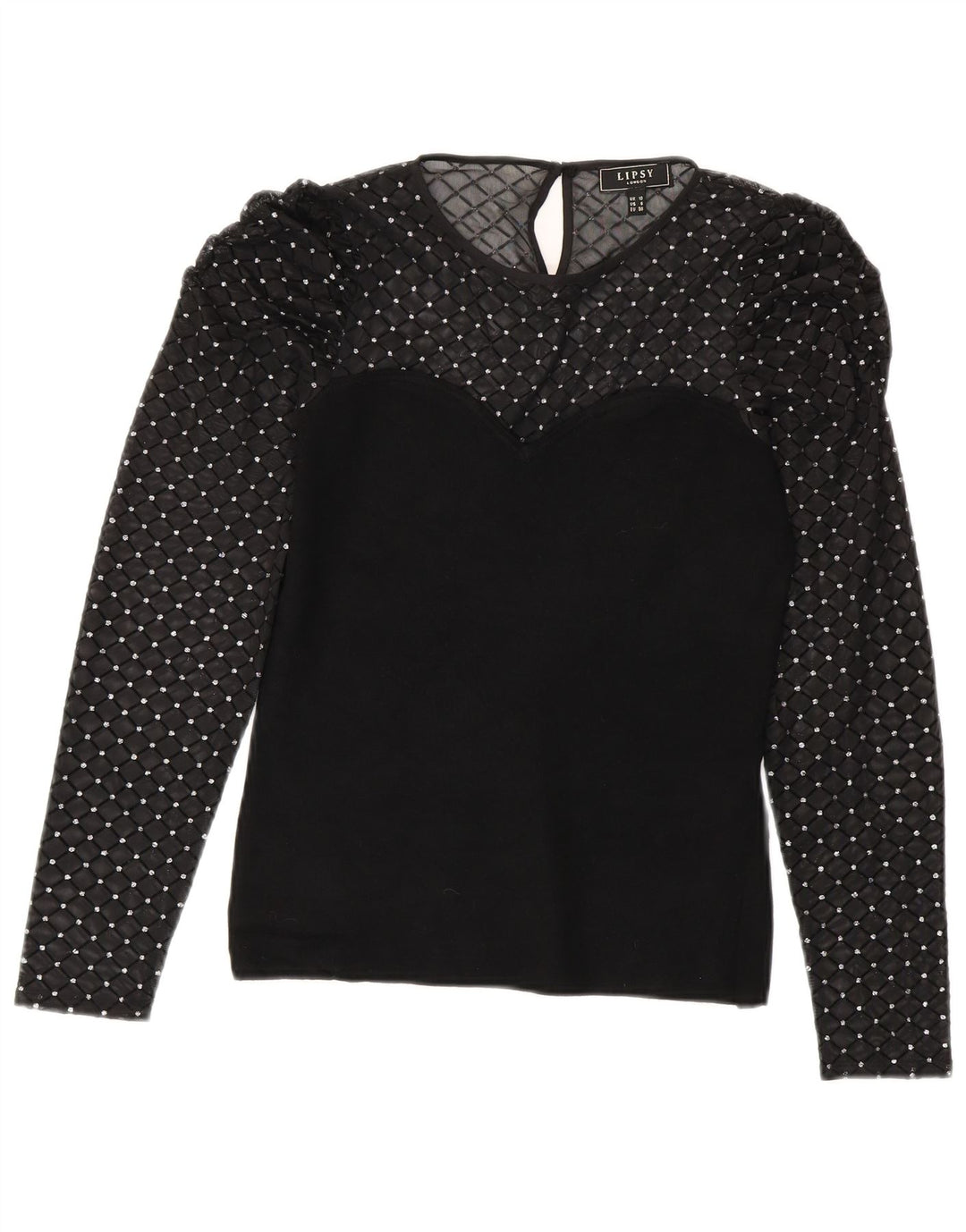 Lipsy Blusa de Manga Larga para Mujer UK 40 Small Viscosa Negra