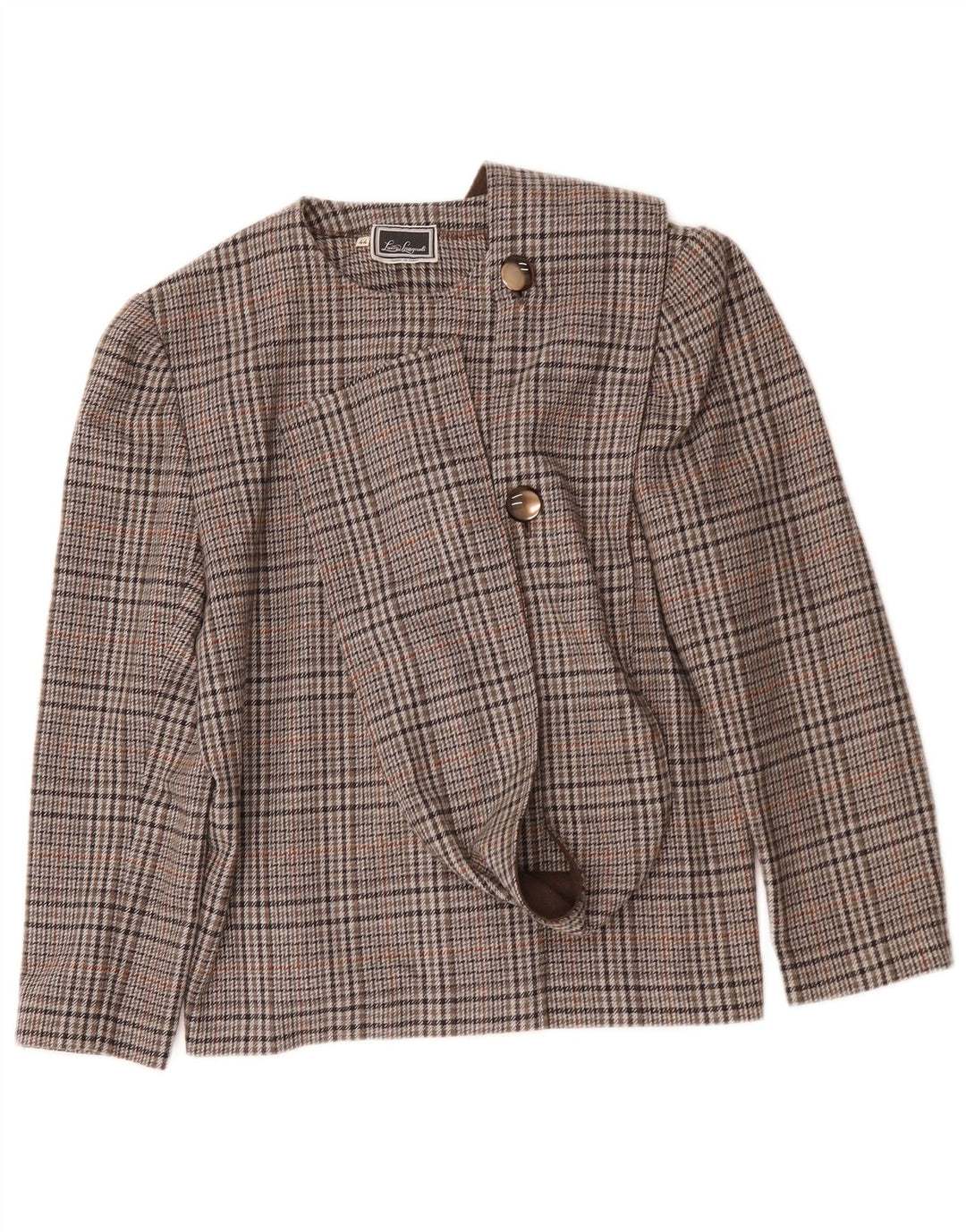 Luisa Spagnoli Chaqueta tipo blazer de 2 botones para mujer IT 44 Lana a cuadros marrón medio