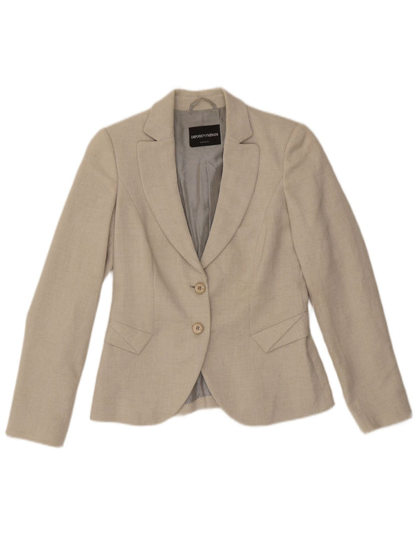 Emporio Armani Chaqueta tipo blazer de 2 botones para mujer IT 40 Poliéster gris pequeño